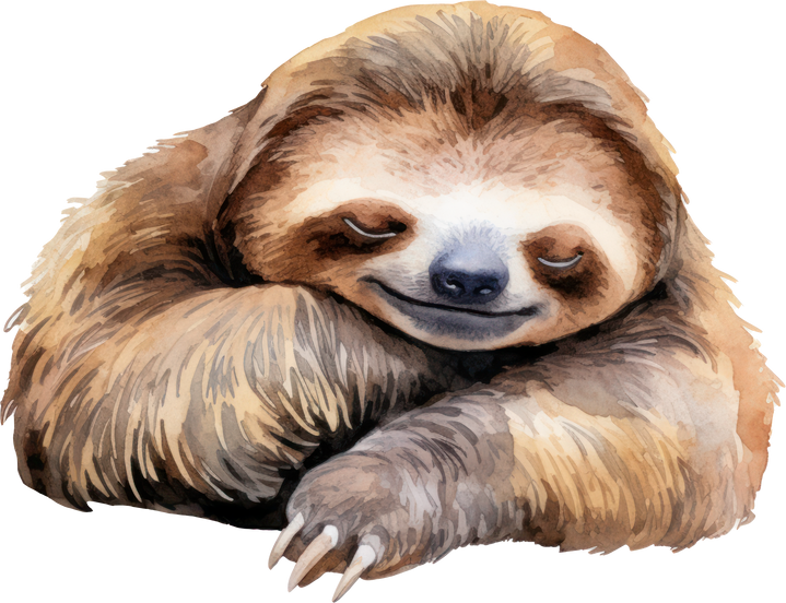 Cute sloth watercolor illustration